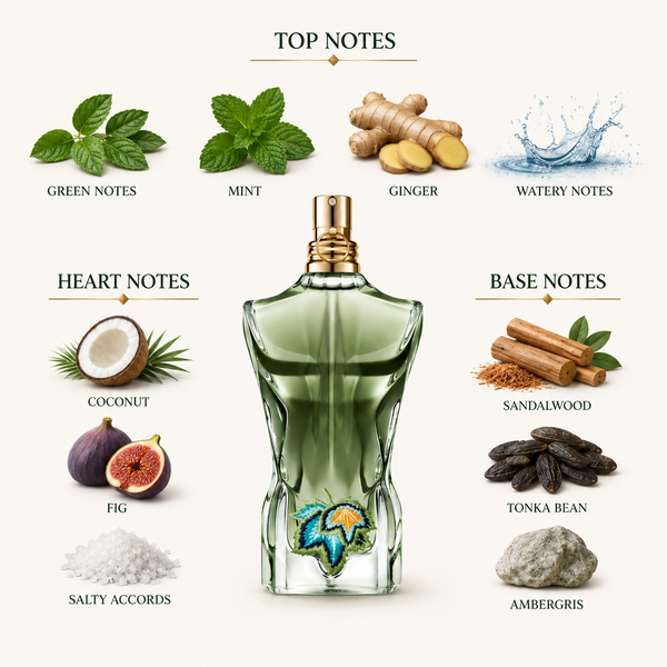 Jean Paul Gaultier Le Beau Paradise Garden EDP Decant Sample notes