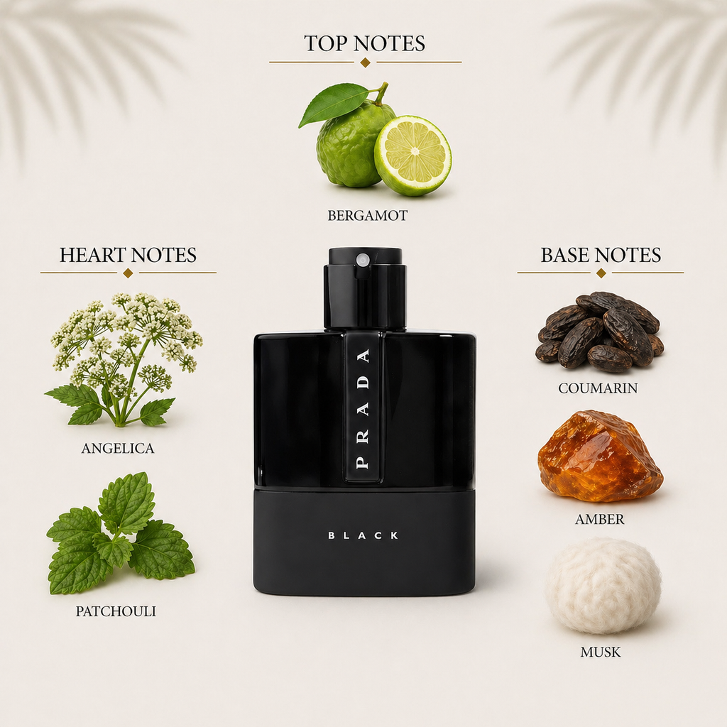 Prada Luna Rossa Black EDP Decant Sample notes